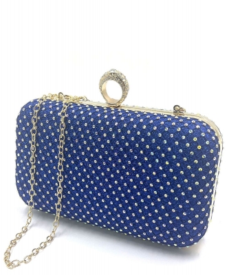 Rhinestones Women Finger Ring Evening Bags HB-0071 ROYAL BLUE AB